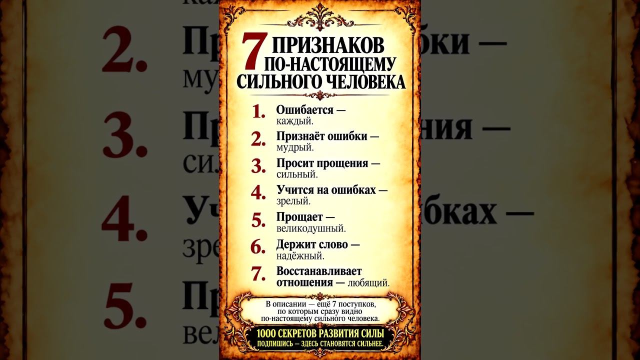 7 признаков сильного человека!  #мотивация #секретуспеха #мудрость  #любовь