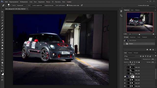 Mini John Cooper Works GP Расклад слоёв в Photoshop