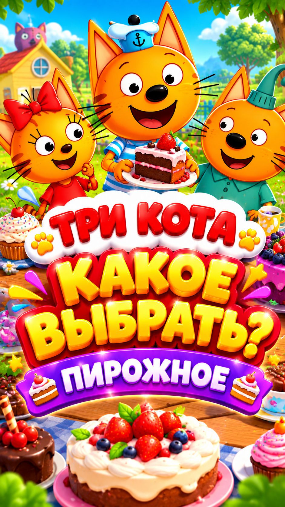 ТРИ КОТА 🐱 ПОМОГАЮТ ВЫБРАТЬ ПИРОЖНОЕ 🍰 #Shorts