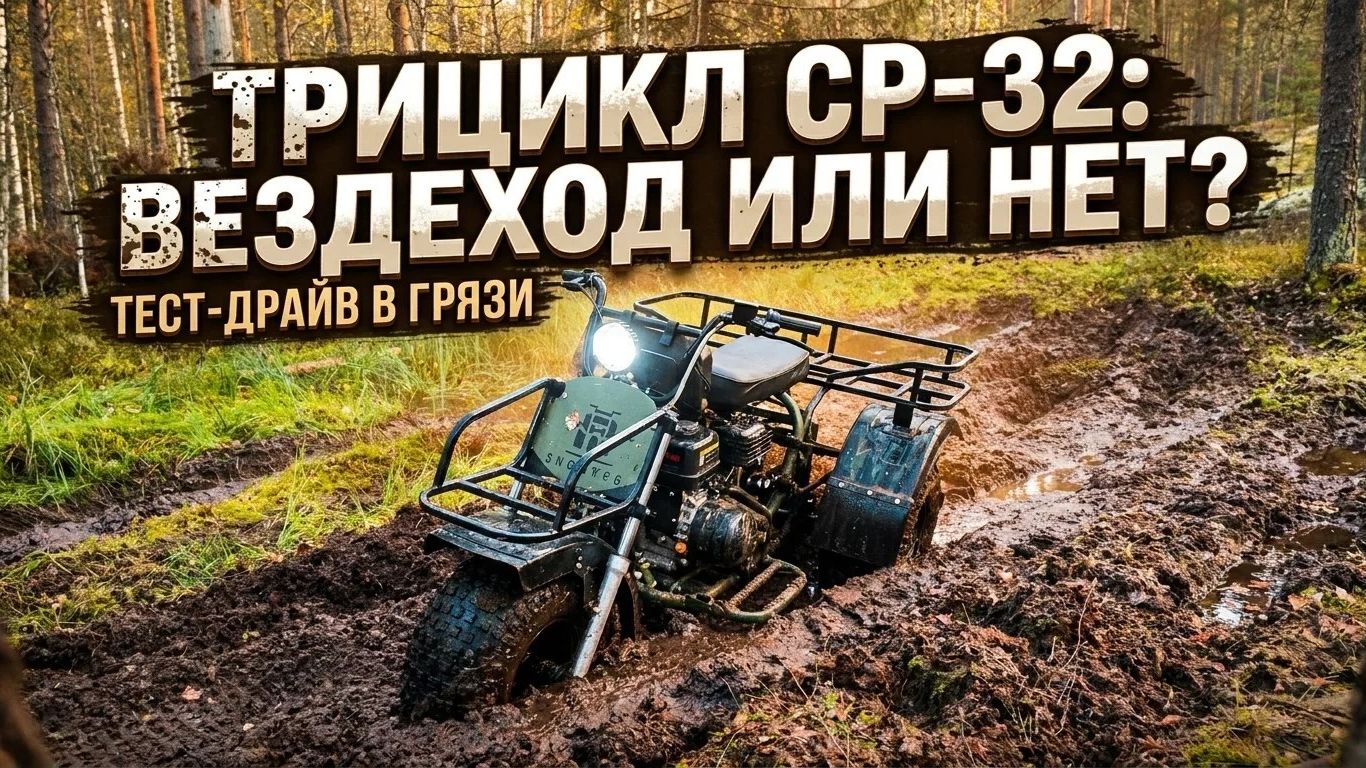 Что такое Трицикл СР-32! Зачем нужен? Вездеход или нет! Не знаю! Но я не боюсь на нём застрять!