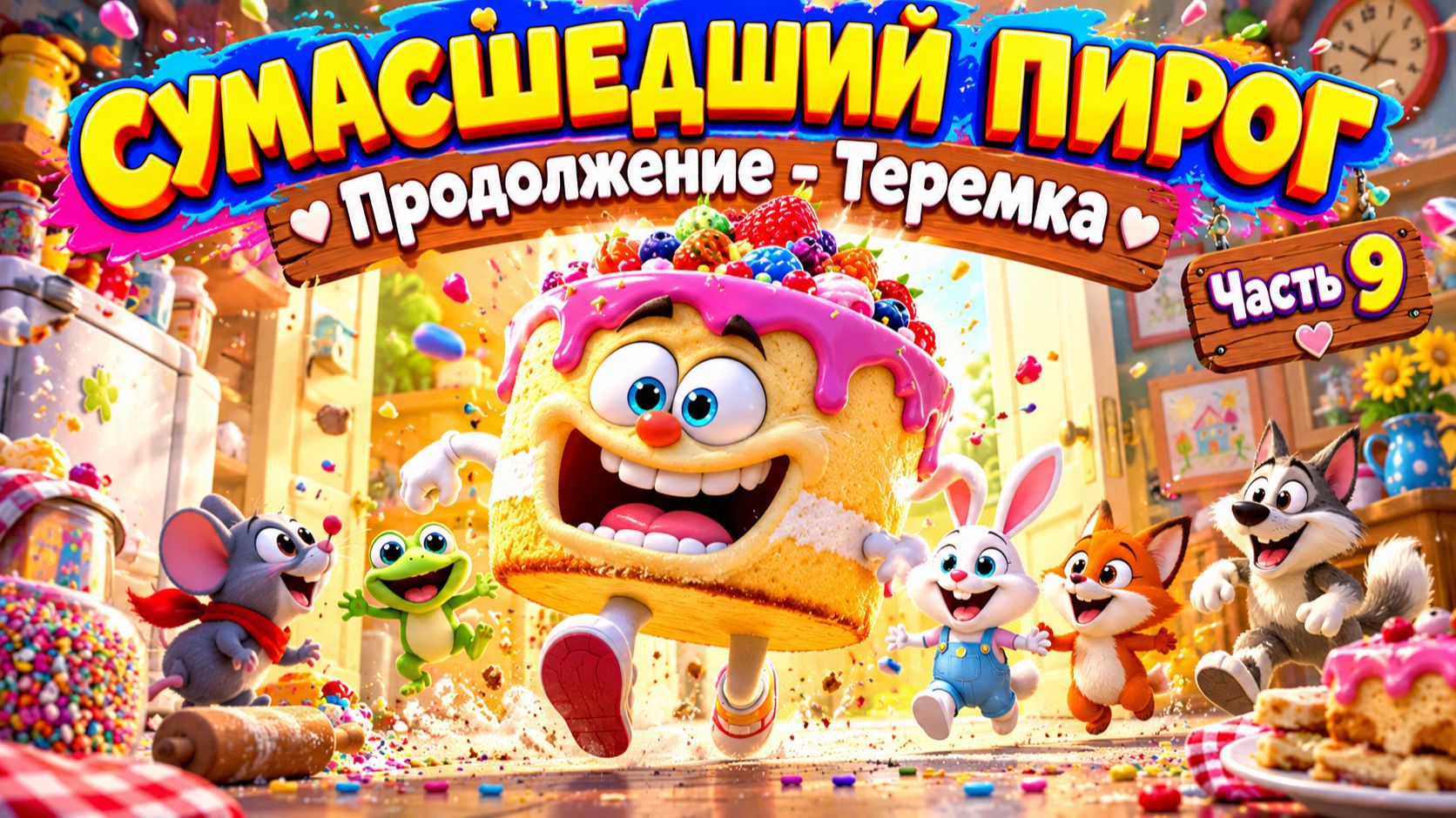 СУМАСШЕДШИЙ ПИРОГ 🥧 Весёлая песенка про Теремок и друзей | Часть N 9
