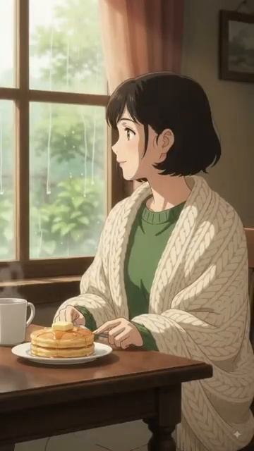 Rainy Morning While Having A Breakfast ☕🌧️🥞  Book, Coffee And Pancakes #shorts
