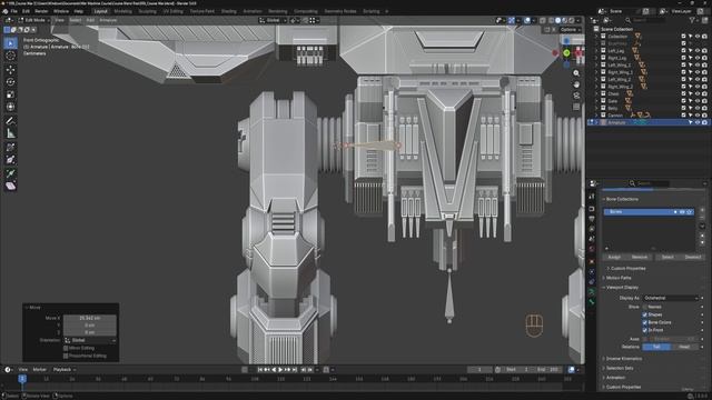 BLENDER THE SCI-FI WAR MACHINE 59. 059_Leg Rigging And Bones Setup
