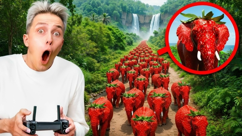 мой дрон снял STRAWBERRY ELEPHANT в Реальной Жизни! Аришнев