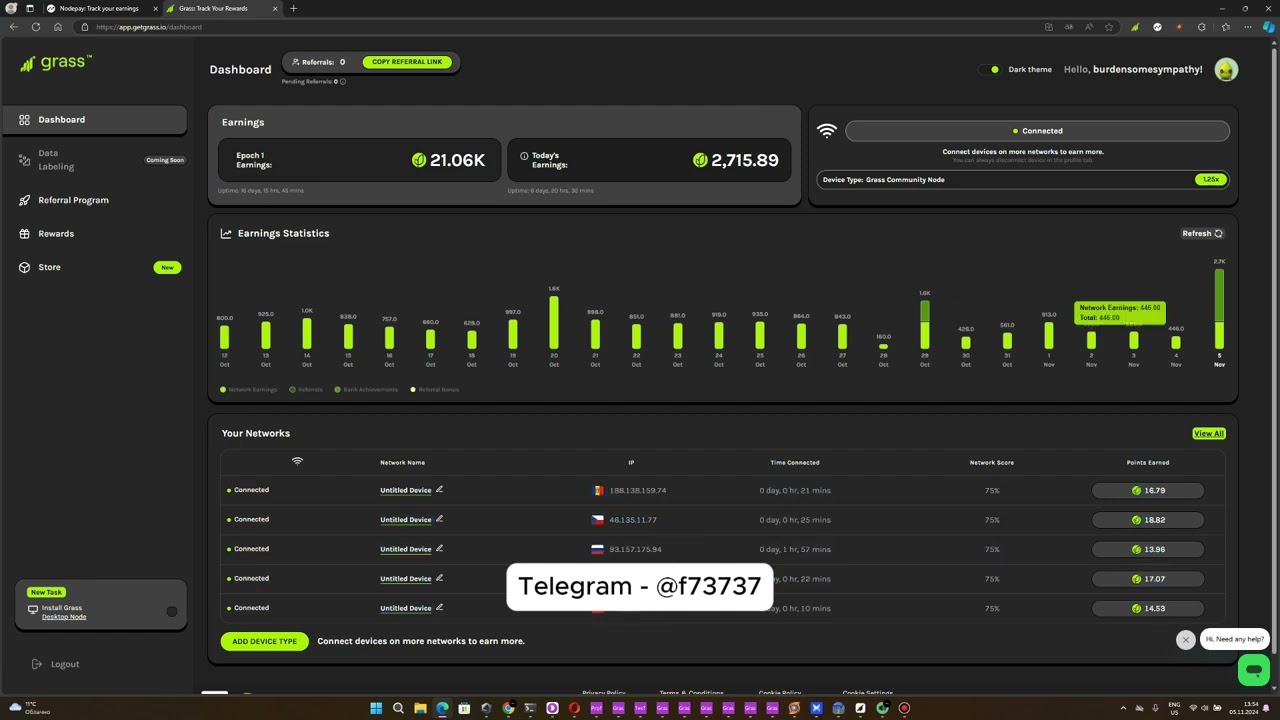 GRASS скрипт. программа для автофарма #рек #трафик #деньги #grass #crypto #recommended