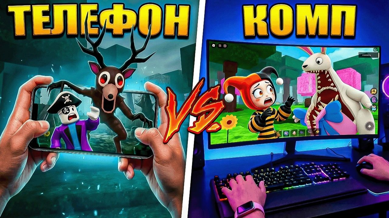 😱ТЕЛЕФОН VS КОМПЬЮТЕР! НА ЧЕМ ЛУЧШЕ ИГРАТЬ В 99 НОЧЕЙ В ЛЕСУ В РОБЛОКС!
