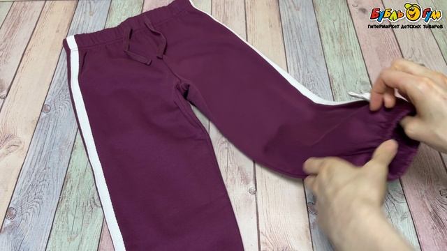 351010 Брюки Lanson Kids утепленные свободного кроя на эластичном поясе со шнурком бордовые