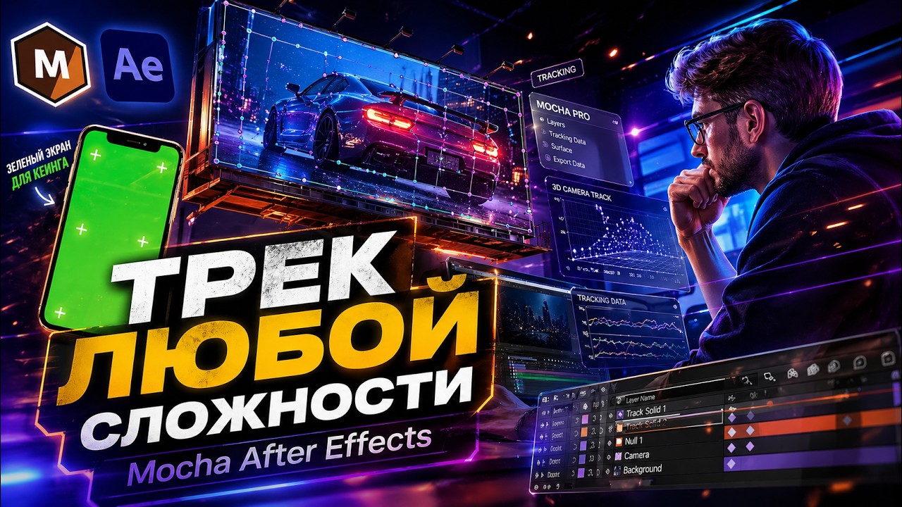 Трек экрана любой сложности Mocha After Effect