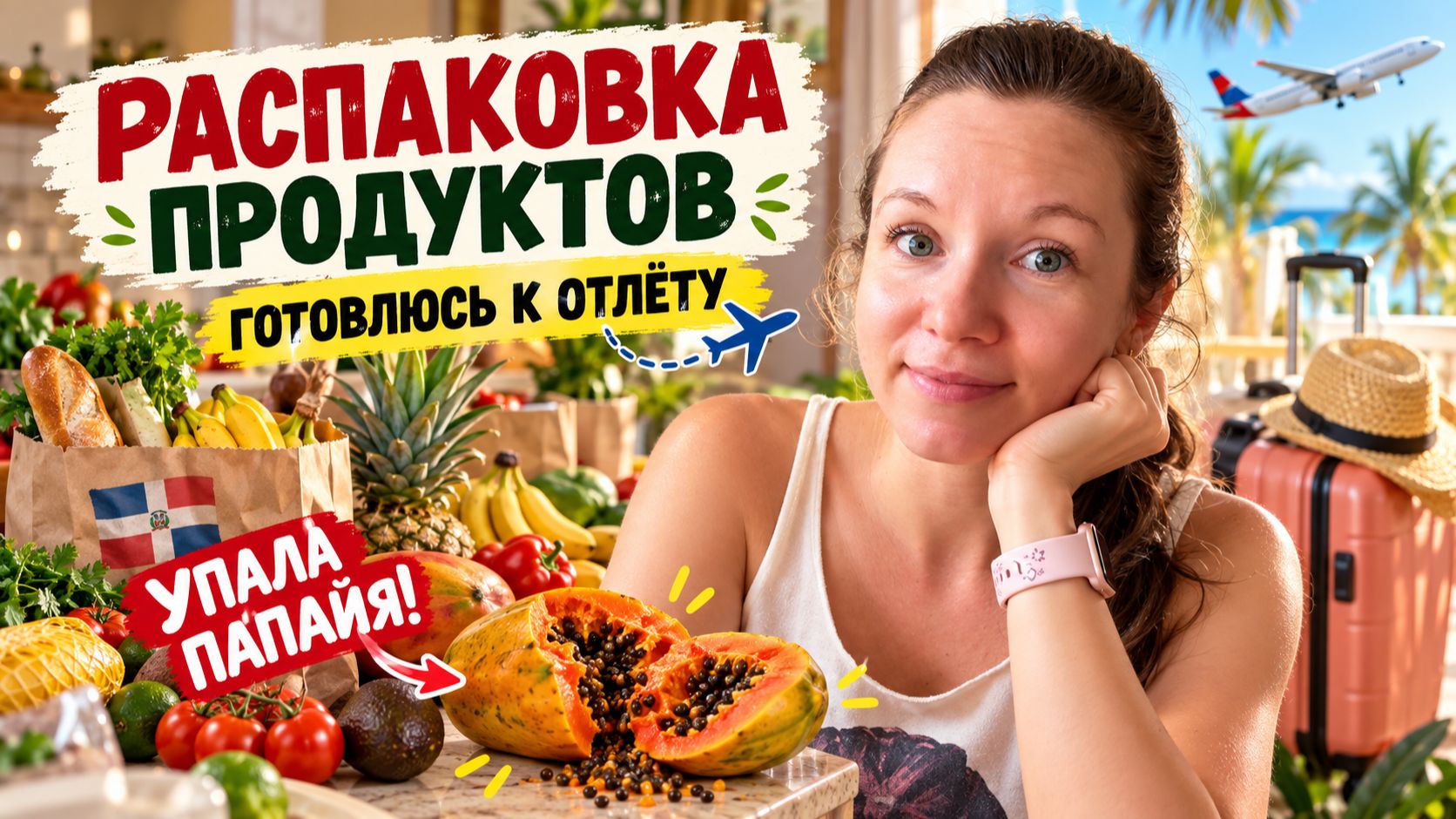 Распаковка продуктов | Потихоньку готовлюсь к отлету из Доминиканы  | Упала папайя