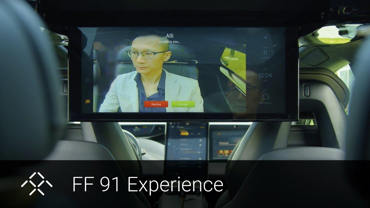 Faraday Future | AI-enhanced Voice Controls & 27-inch Rear Passenger Display | FF 91