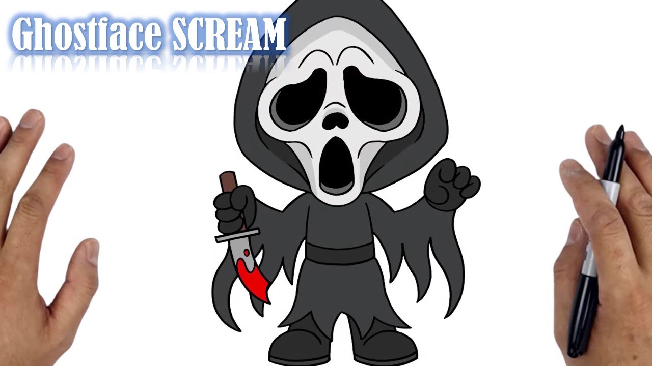 HOW TO DRAW Ghostface SCREAM DRAWING || EASY STEP BY STEP