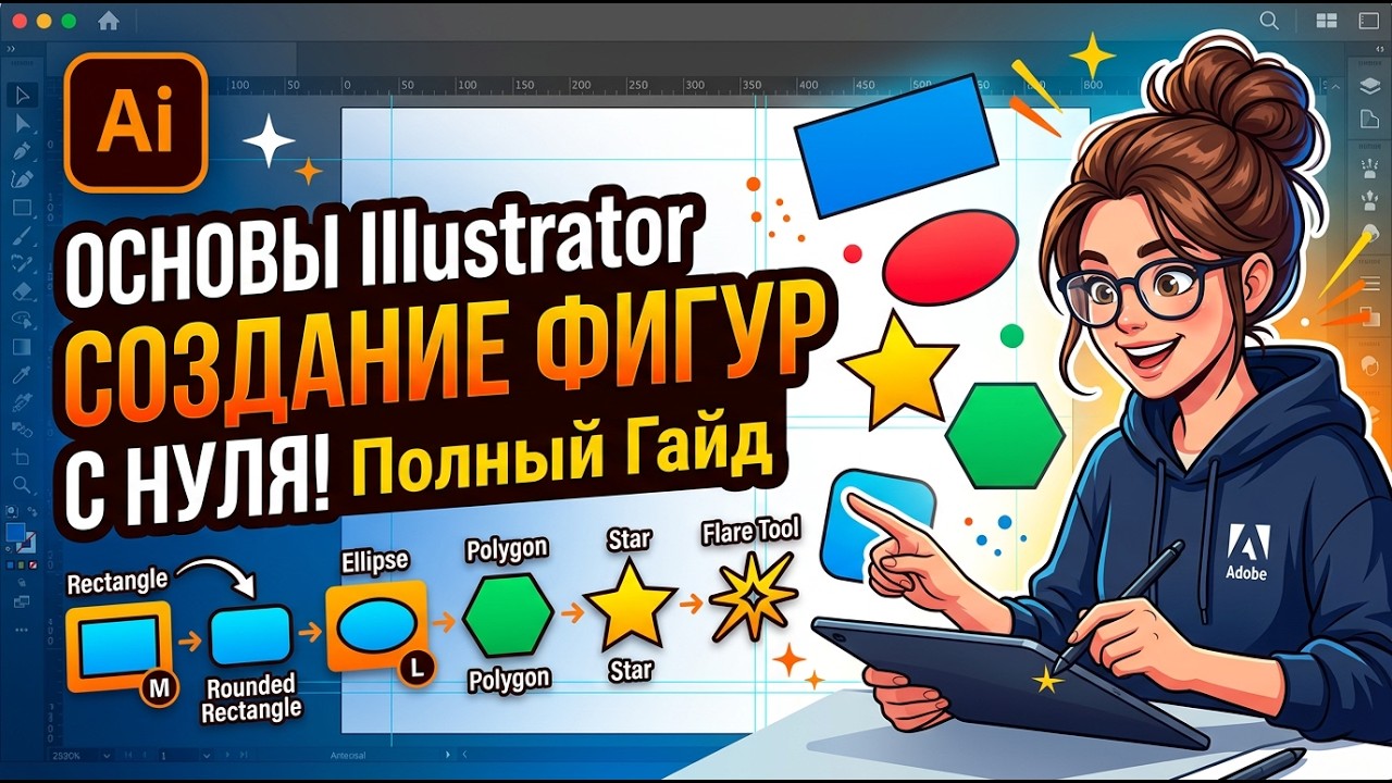 ОСНОВЫ Illustrator: СОЗДАНИЕ ФИГУР с нуля! Полный гайд по Shape Tools