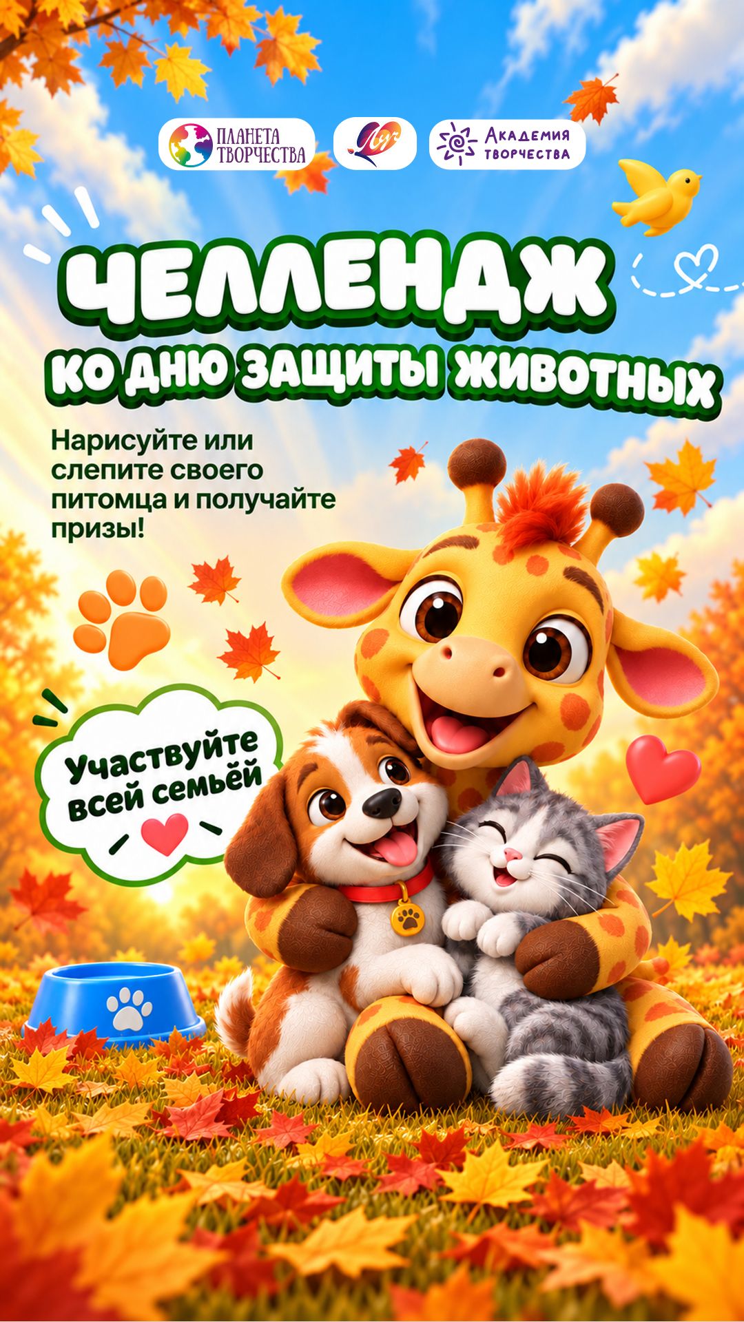 Переходите в наш ТГ и участвуйте в челлендже ко Дню защиты животных и выигрывайте подарки!