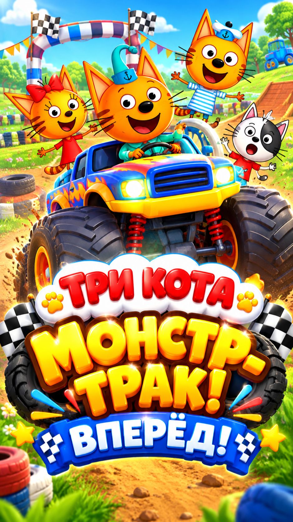 ТРИ КОТА 🐱🚜 МОНСТЕР ТРАК КОНКИ! 🏁 #Shorts