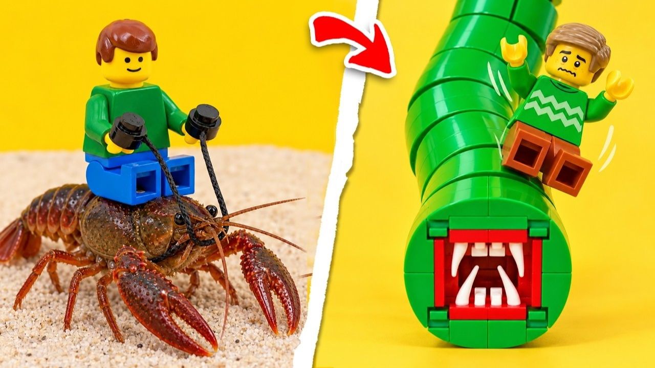Морские обитатели из LEGO против настоящих животных