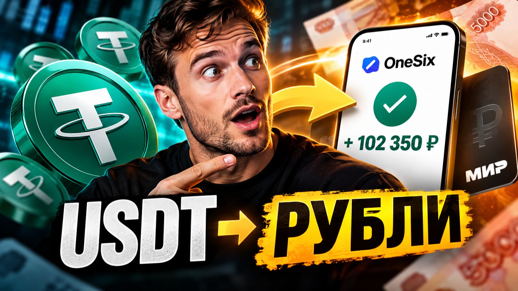 USDT в рубли без P2P — как вывести крипту на карту через OneSix