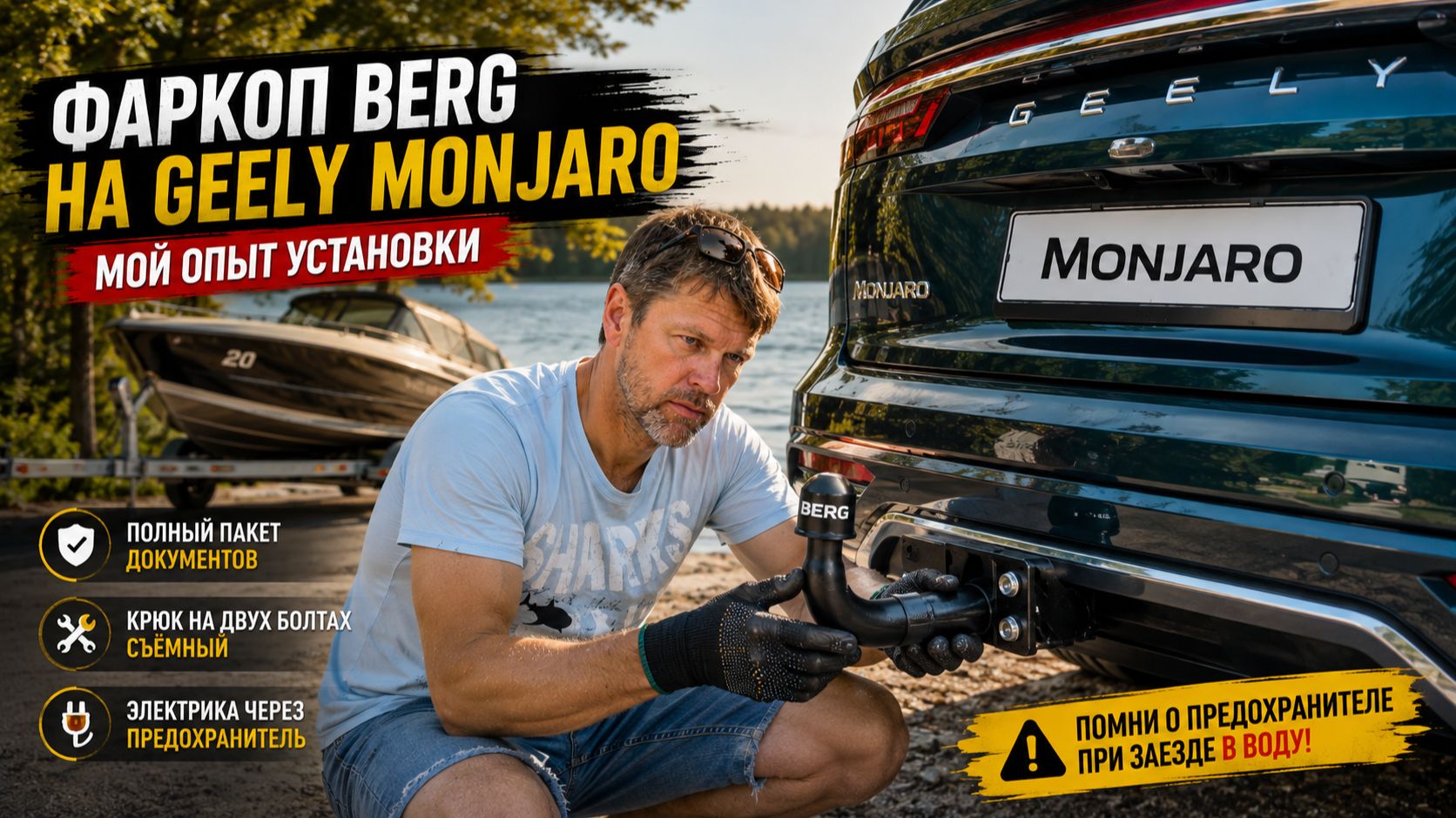 ФАРКОП Berg на Geely Monjaro: установка, подрезка, документы 🔧🚗