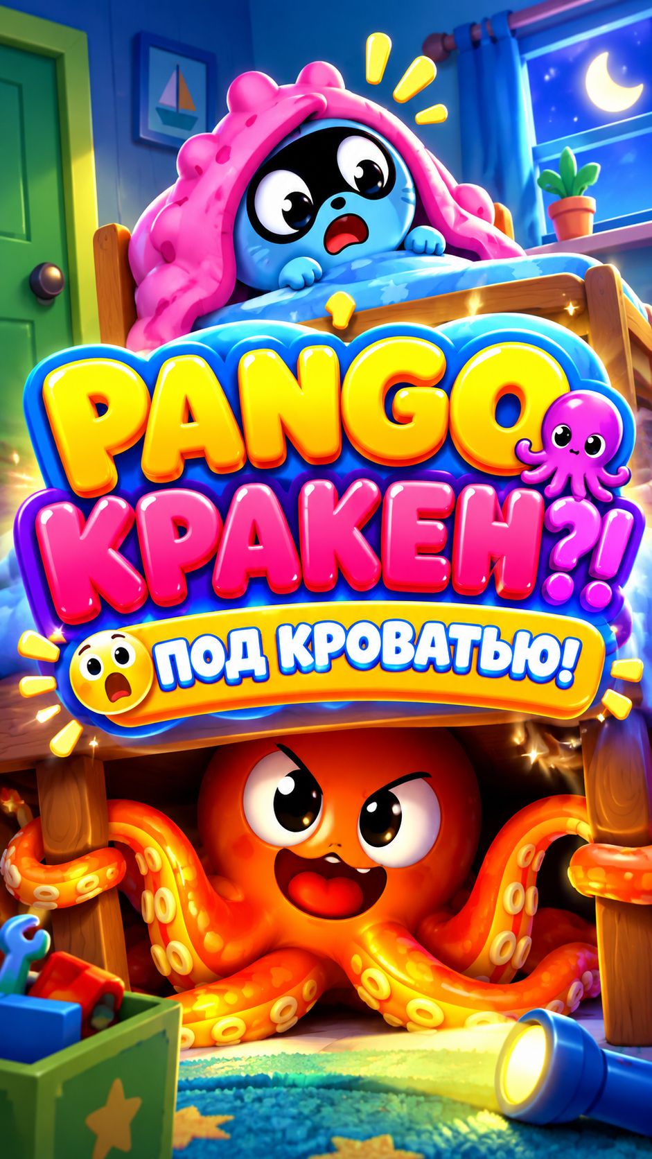 PANGO 🐙 КРАКЕН ЛЕЗЕТ ПОД КРОВАТЬ! 😱 #Shorts