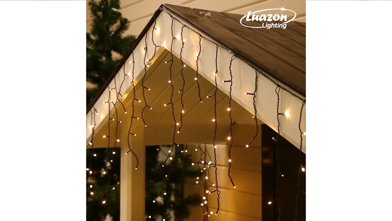 Гирлянда «Бахрома» 4 × 0.6 м, IP44, тёмная нить, 180 LED, свечение тёплое белое, 8 режимов, 220 В