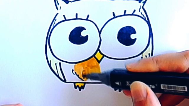 Как нарисовать забавную сову) Рисунок совы/Простые рисунки/Рисунки для детей!