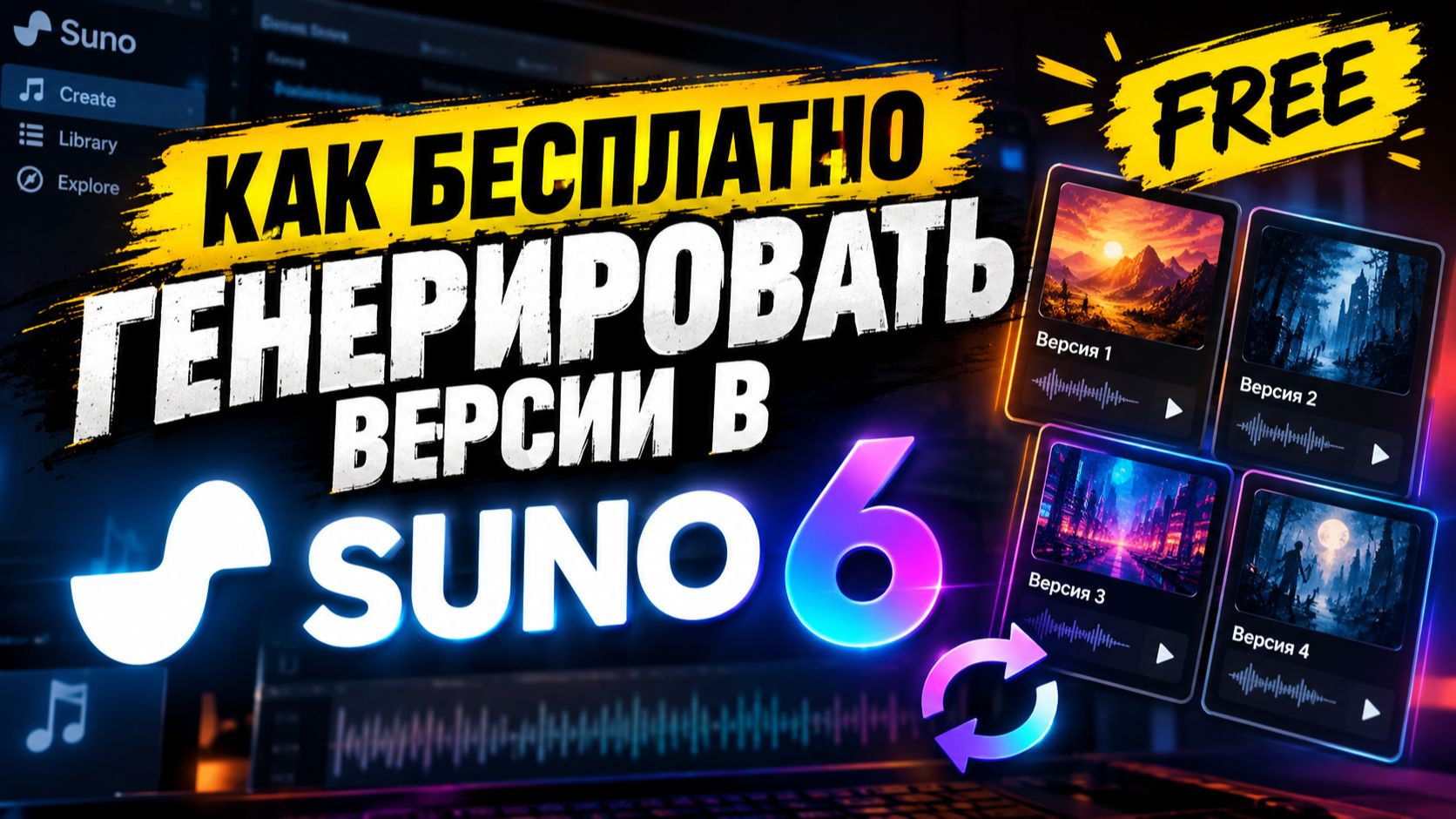 Как бесплатно генерировать версии в SUNO 6