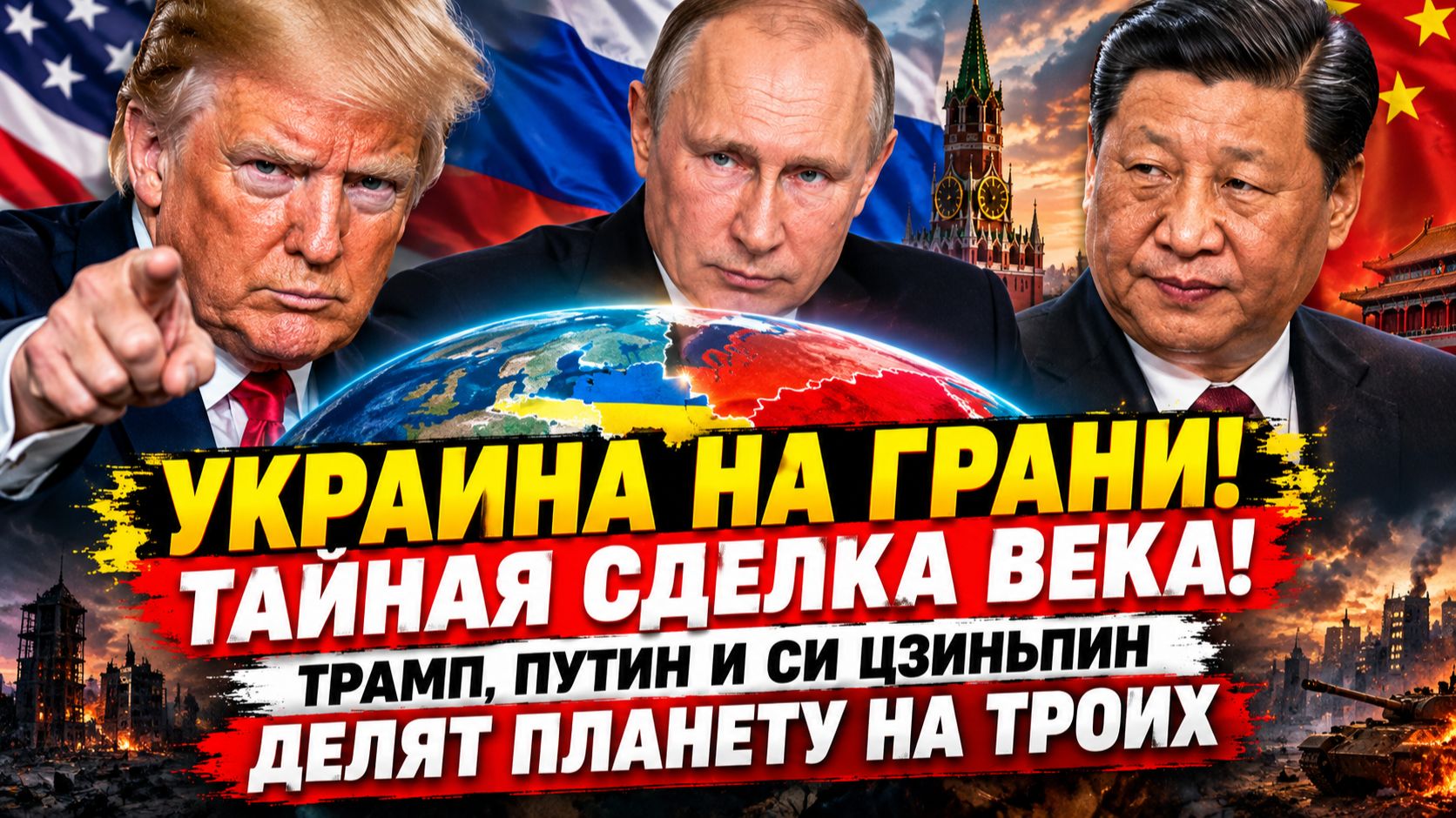 УКРАИНА НА ГРАНИ! ТАЙНАЯ СДЕЛКА ВЕКА! Трамп, Путин и Си Цзиньпин делят планету на троих
