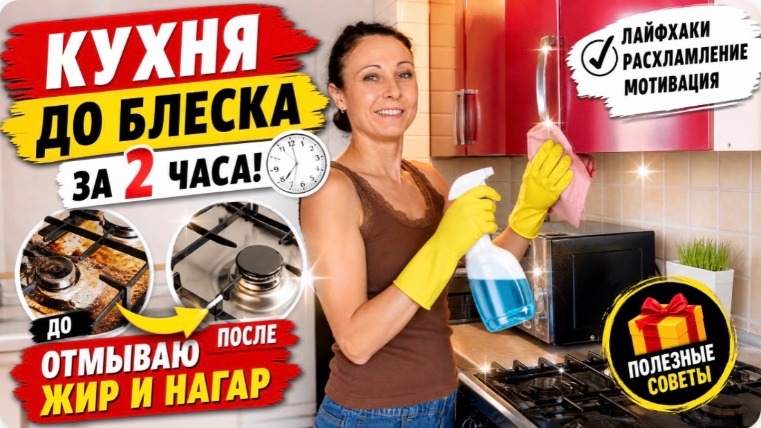 ГЕНЕРАЛЬНАЯ УБОРКА КУХНИ ЗА 2ЧАСА/Отмываю жир и нагар/Лайфхаки и расхламление/ ЭКСПРЕСС-УБОРКА КУХНИ
