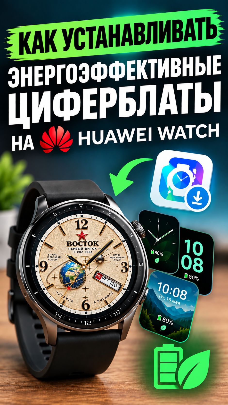 ЭнергоЭффективные циферблаты для Huawei Watch, ГДЕ БРАТЬ?