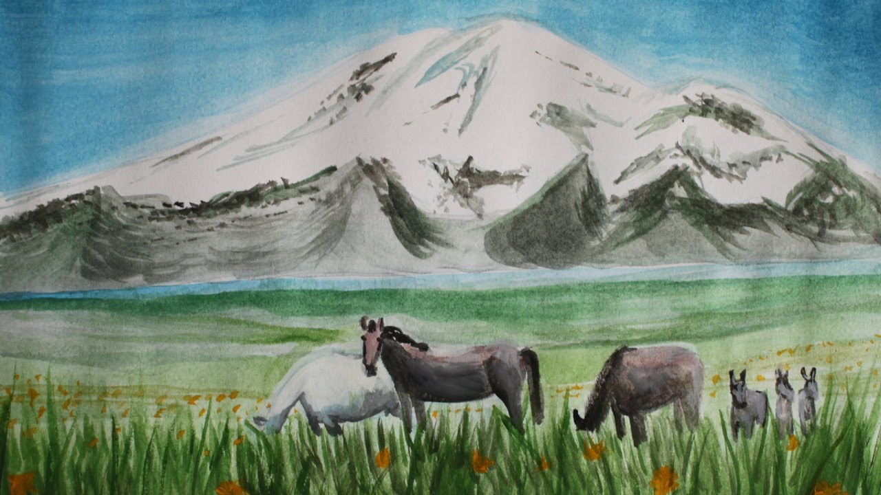 How To Paint Elbrus And Horses Using Gouache