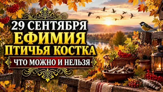 29 СЕНТЯБРЯ — ЕФИМИЯ, ПТИЧЬЯ КОСТКА | НАРОДНЫЕ ПРИМЕТЫ, ПОВЕРЬЯ, ЧТО МОЖНО И НЕЛЬЗЯ