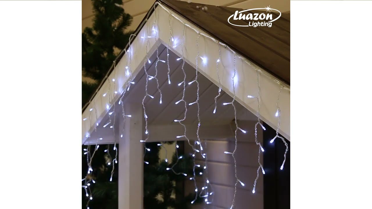 Гирлянда «Бахрома» 4 × 0.6 м, IP44, прозрачная нить, 180 LED, свечение белое, 8 режимов, 220 В