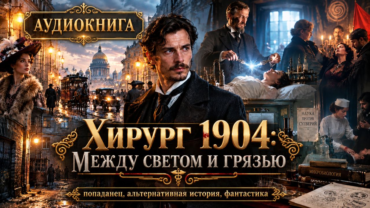 АУДИОКНИГА ХИРУРГ 1904: МЕЖДУ СВЕТОМ И ГРЯЗЬЮ, ПОПАДАНЕЦ, АЛЬТЕРНАТИВНАЯ ИСТОРИЯ, ФАНТАСТИКА