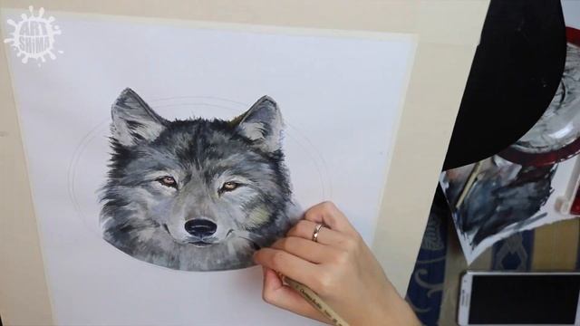How To Draw A Wolf / Рисунок Волка Акварелью Time-lapse