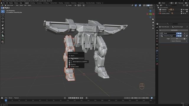 BLENDER THE SCI-FI WAR MACHINE 58. 058_Prepering The Robot For Rigging