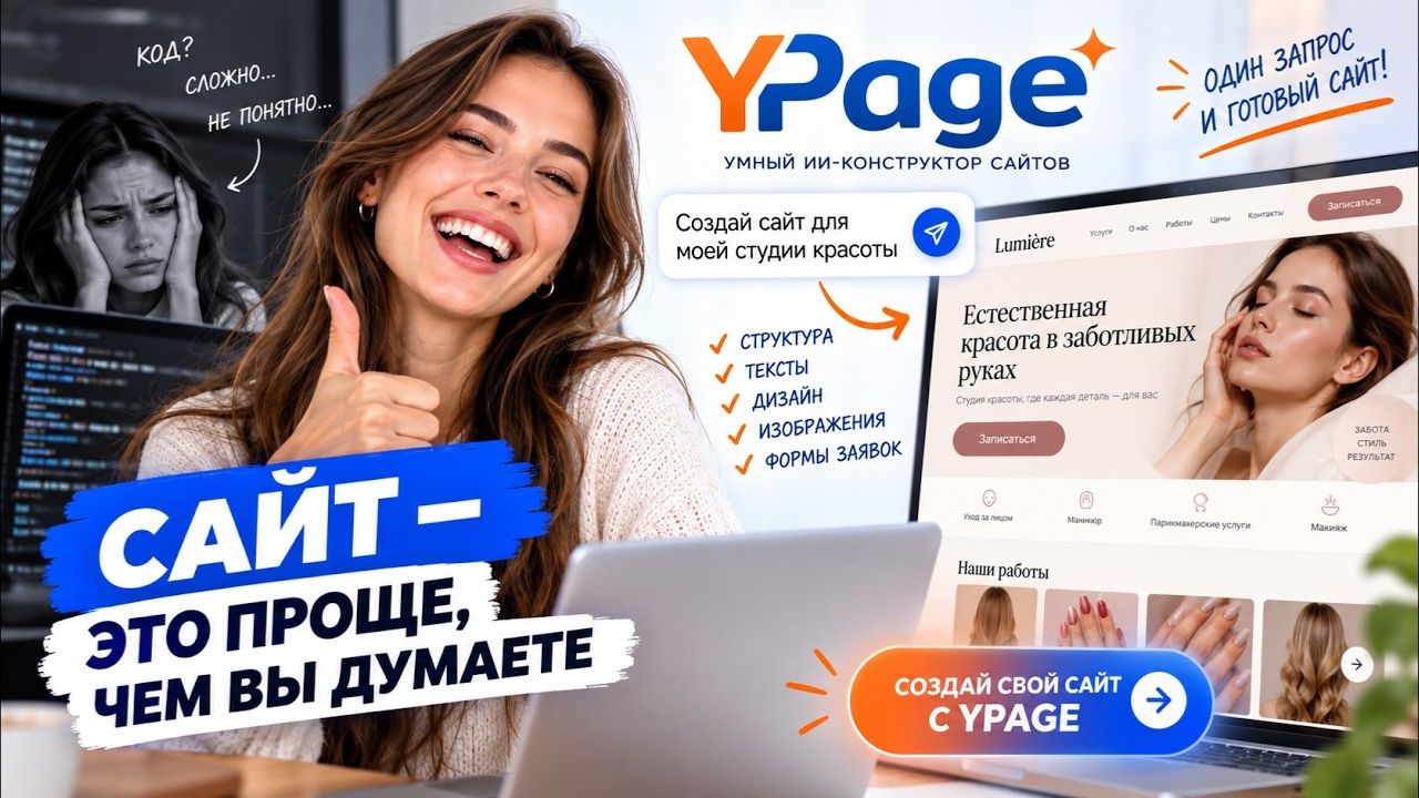 Как создать сайт без программирования? ИИ сделает всё за вас | YPage
