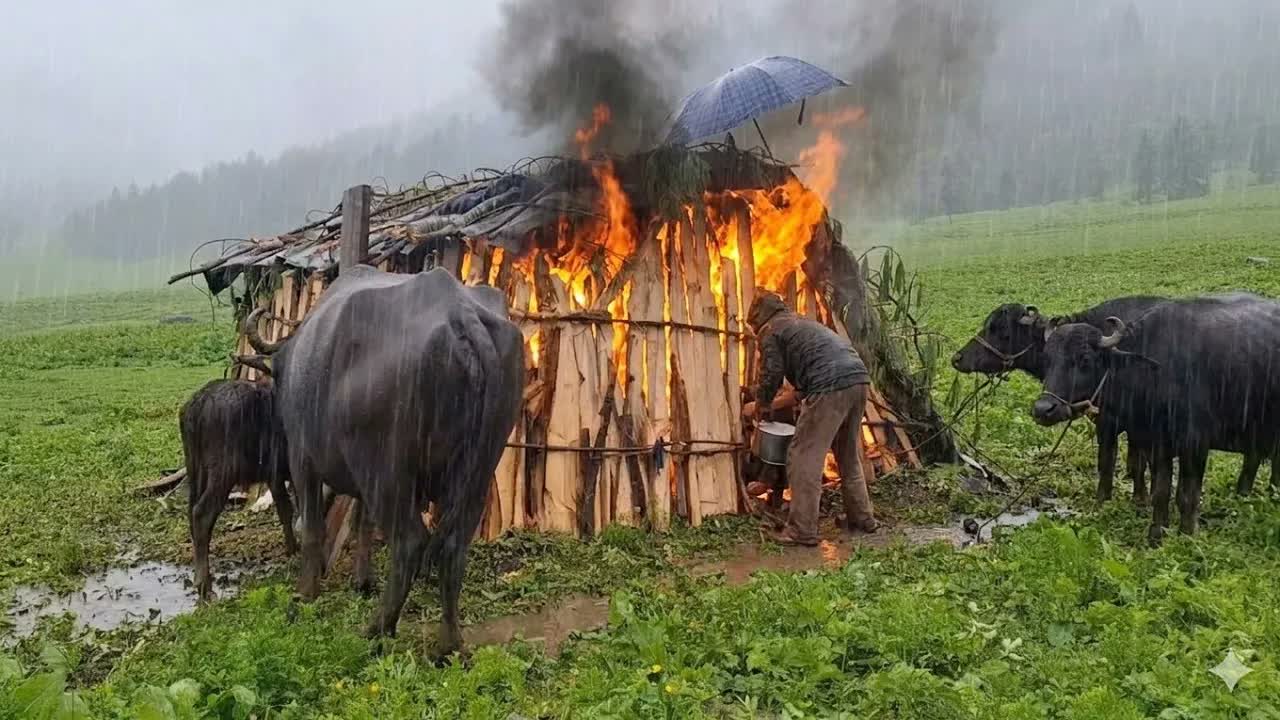 Сильный дождь в далёкой гималайской деревне | Настоящая сельская жизнь Непала