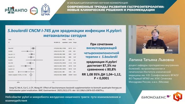 Лапина Татьяна Львовна - Helicobacter Pylori и микробиота желудочно-кишечного тракта пути взаимовлия