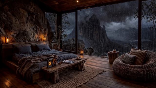 ДОЖДЛИВАЯ СПАЛЬНЯ В ГОРАХ 🌧️🛏️ ШУМ ДОЖДЯ ДЛЯ СНА И ОТДЫХА