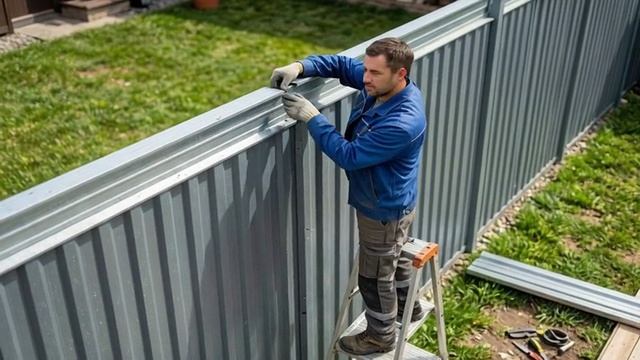 Строительство забора из горизонтального металлического штакетника