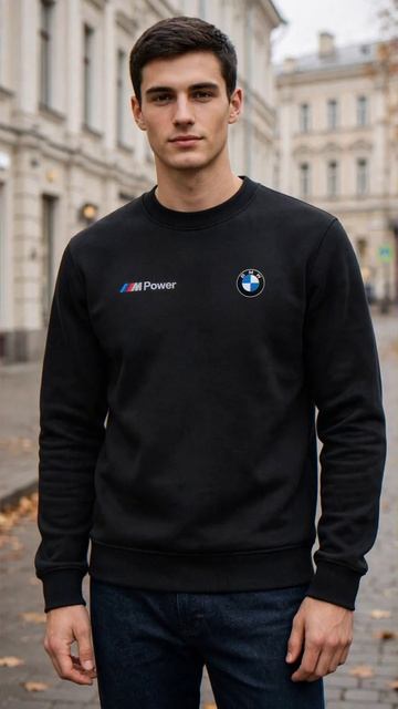 Как выбрать размер: Чёрный мужской свитшот BMW M Power