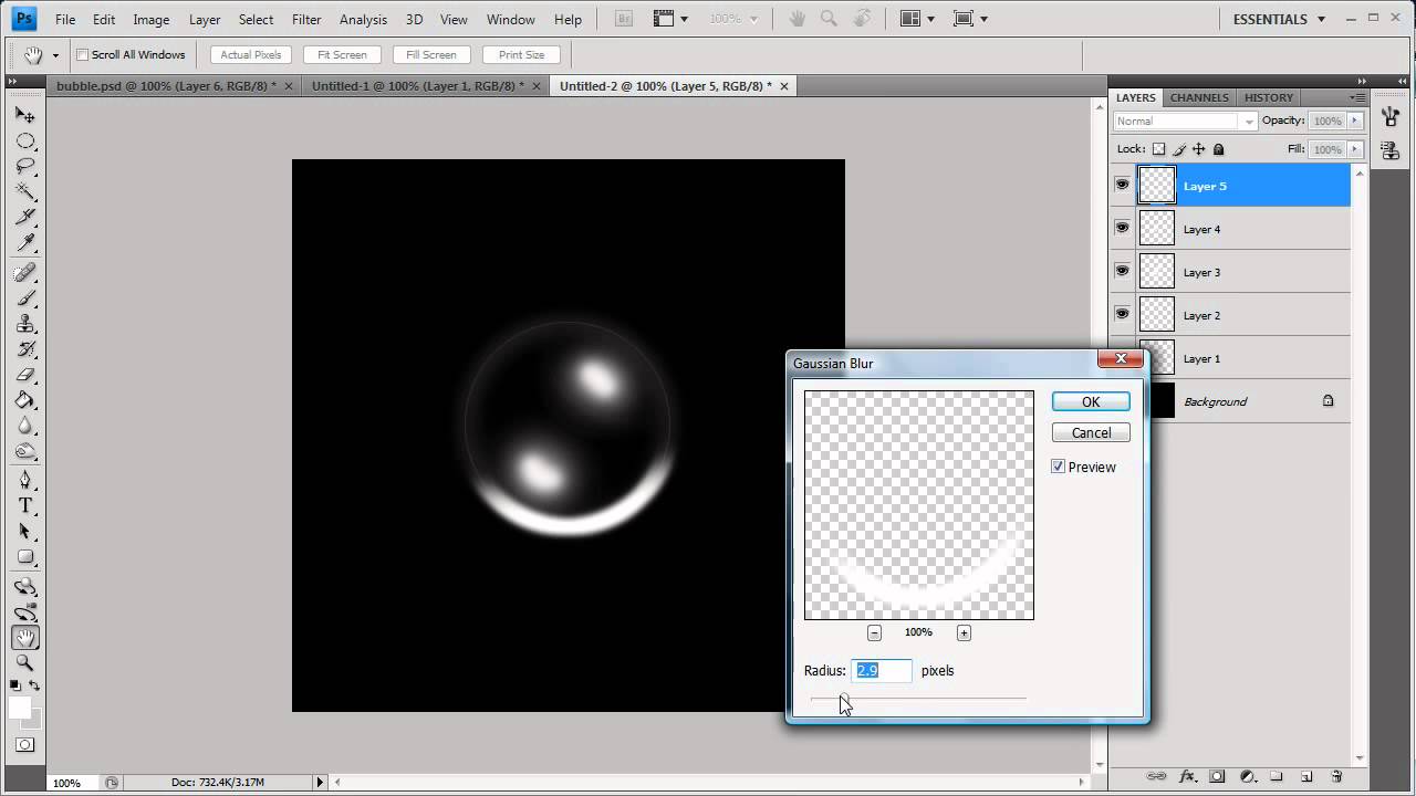Photoshop CS4 создание пузырьков