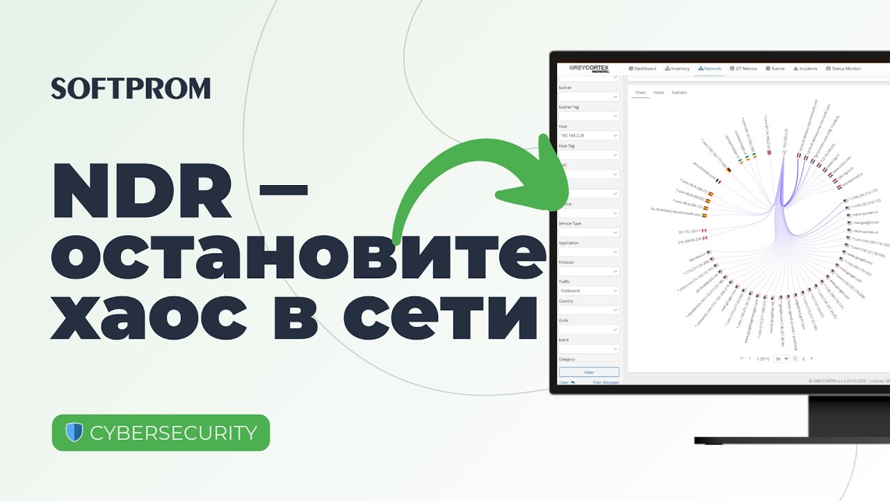 Полная видимость в сети и защита от скрытых угроз (NDR/NTA) GREYCORTES Mendel