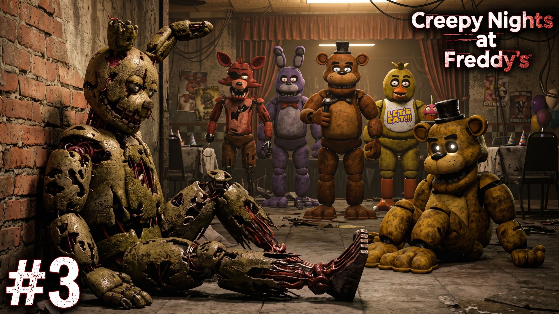 🔪СПРИНГТРАПА РАЗОРВАЛИ🔪Creppy Nights at Freddy's #3