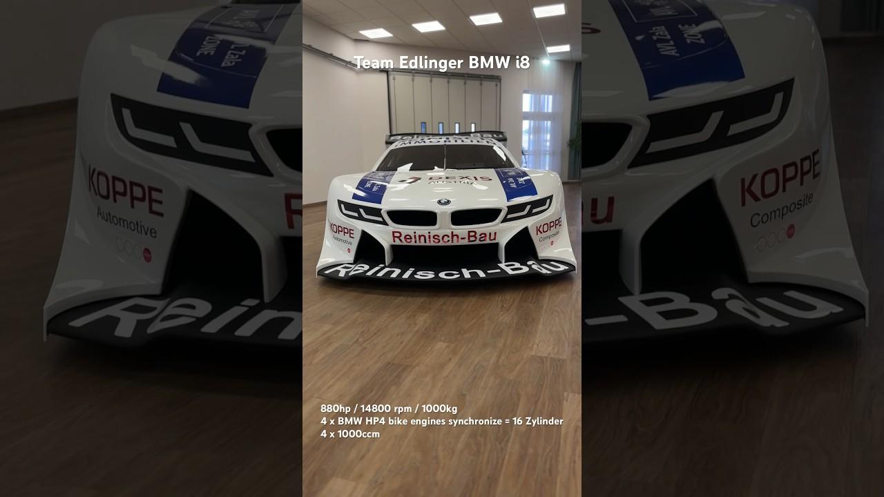 880hp, 4 Engines, 16 Cylinder #edlinger #bmwi8 #hillclimb #prototype #shorts