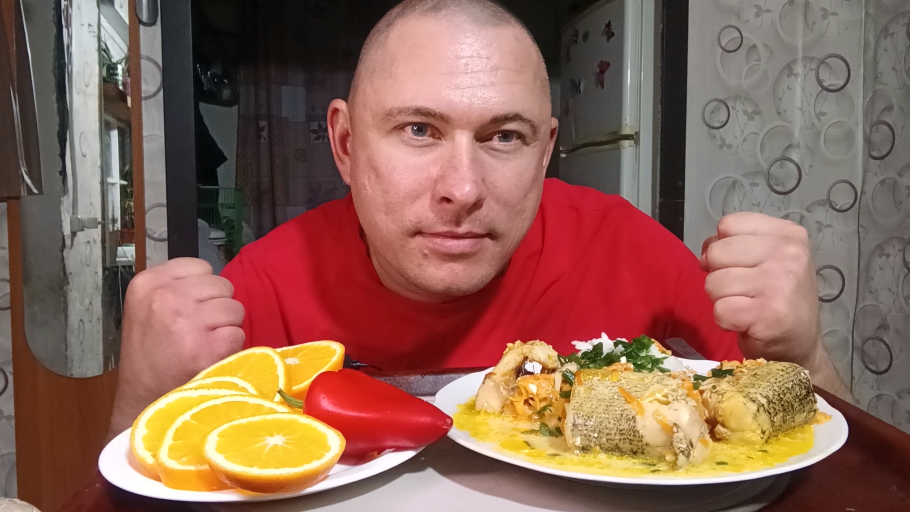 мукбанг/обжорыч/еда на камеру/рис с рыбой в майонезом соусе/