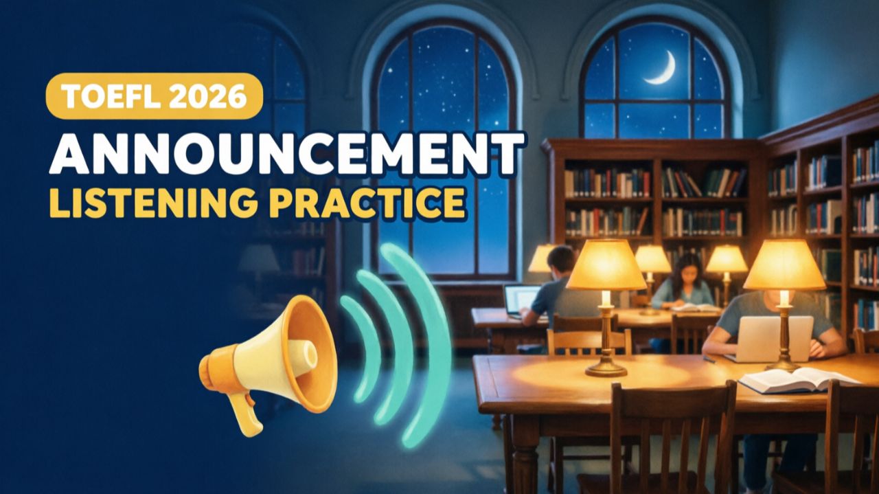 TOEFL 2026 Listening Practice | Listen To An Announcement: Library Services + Answers