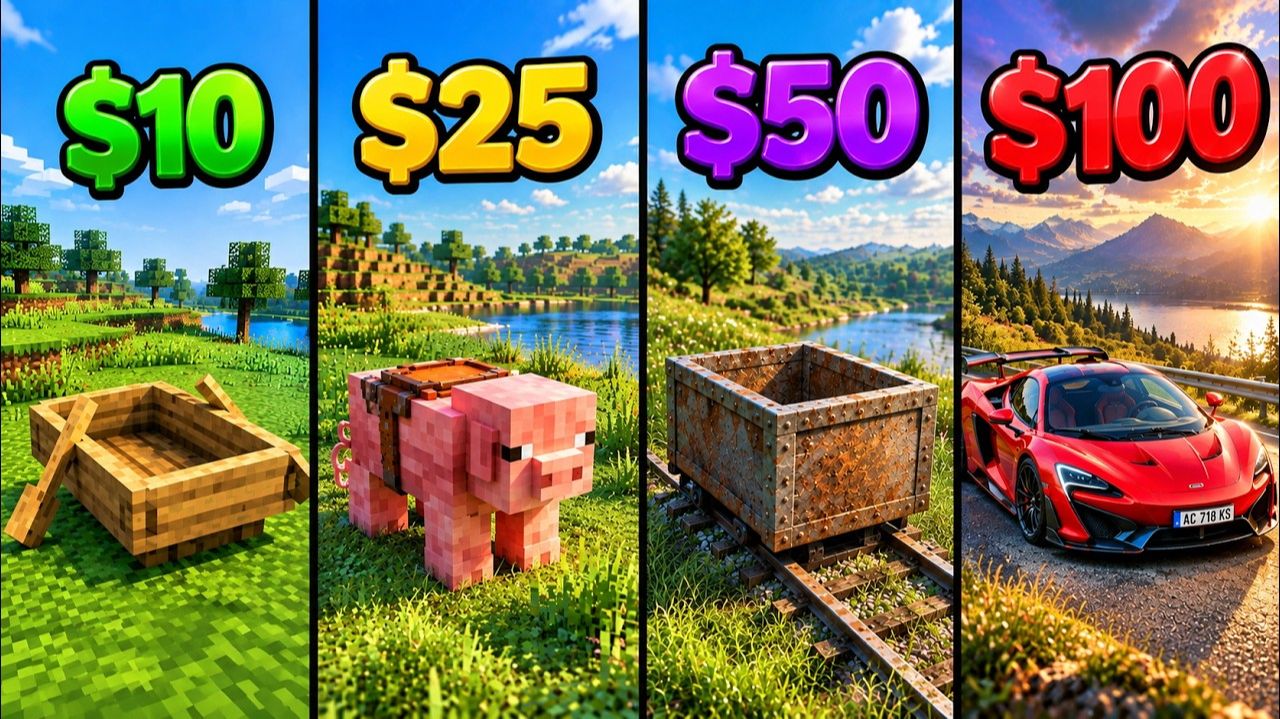 Minecraft: все эксперименты за 0$, 10$, 25$, 50$ и 100$