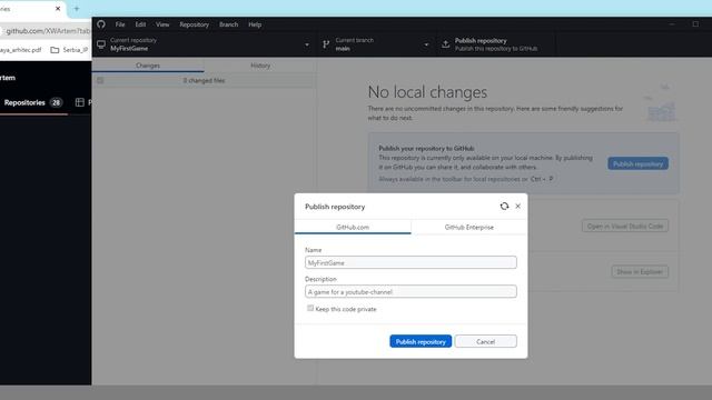 Сохранение проекта Unity в Git | GitHub Desktop