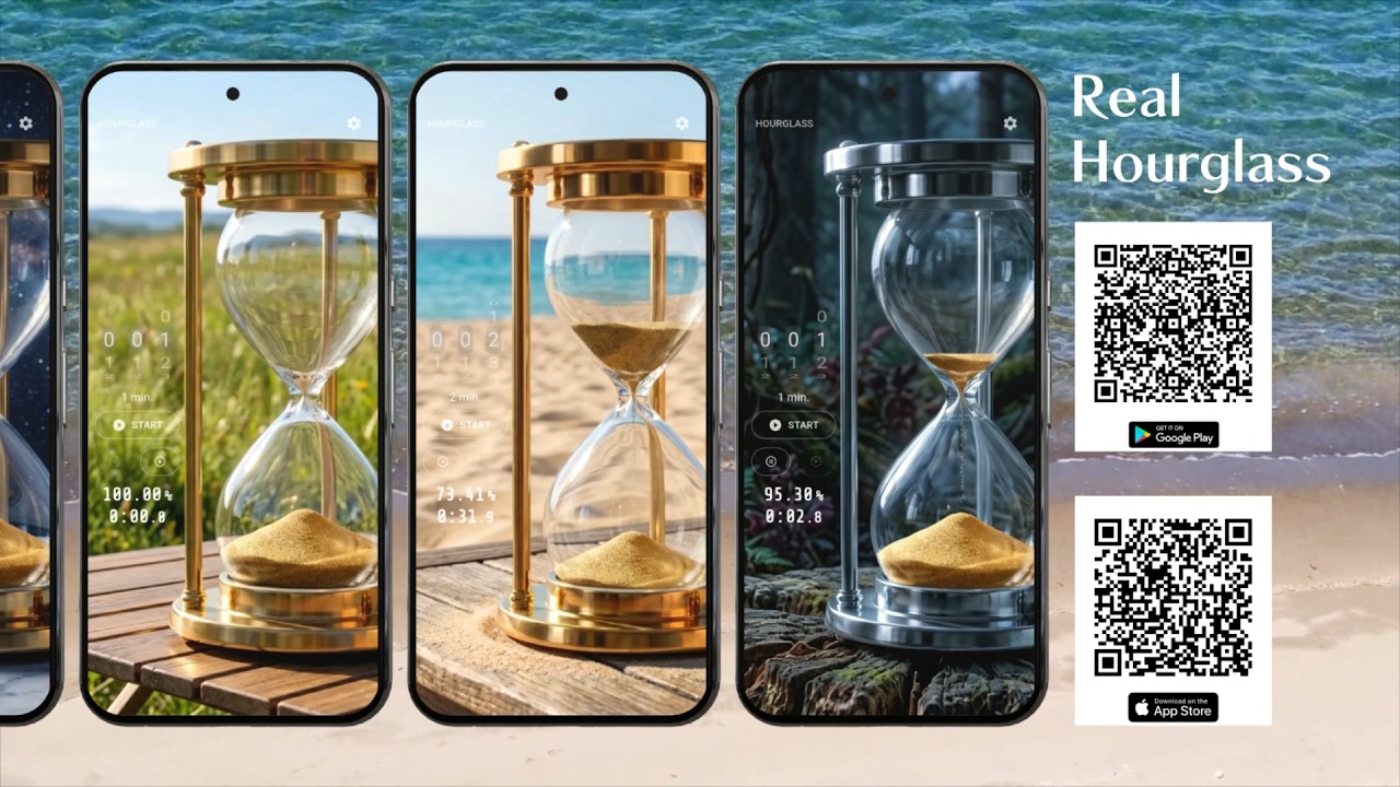 Hourglass Timer App – Focus & Relax | PT: Temporizador De Areia / ES: Reloj De Arena / JP: 砂時計