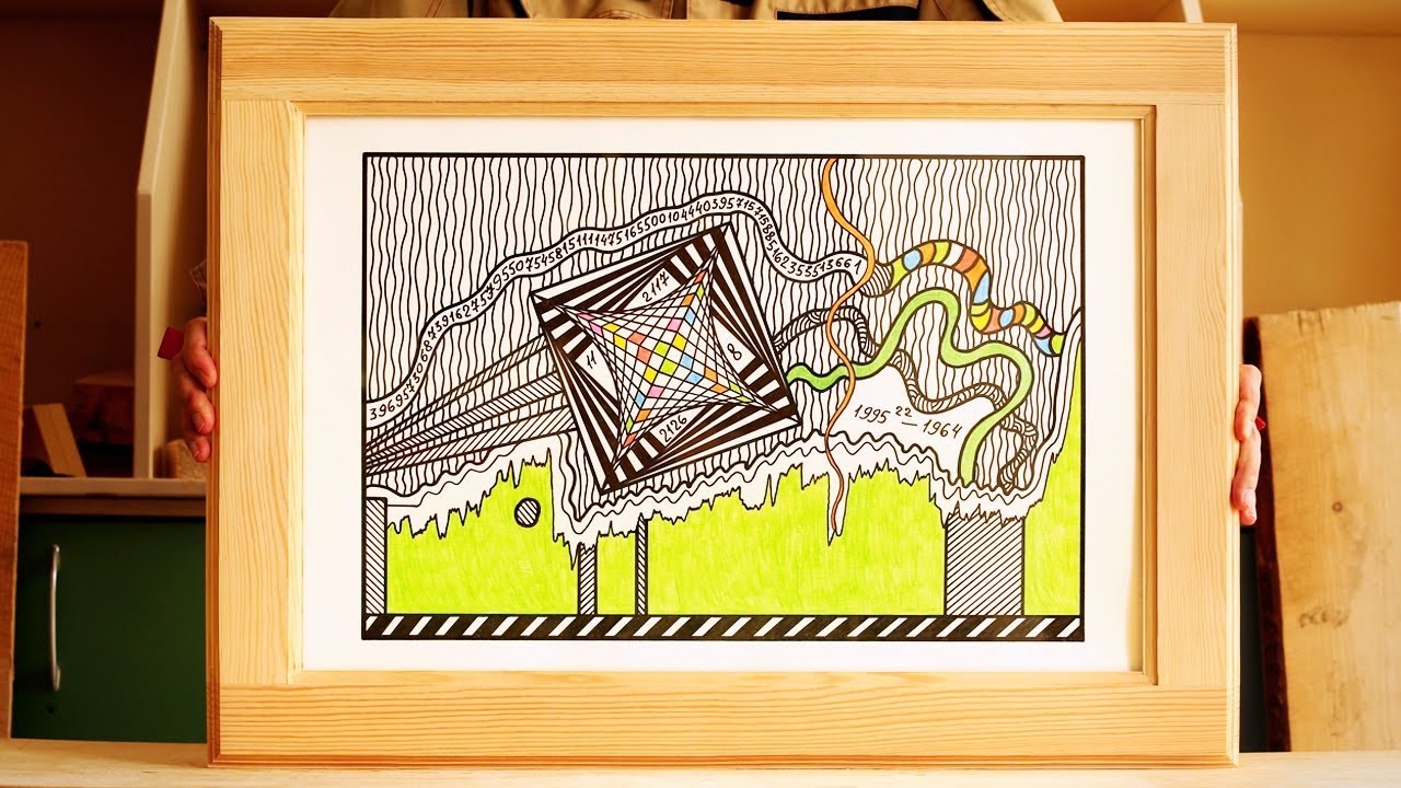 Рисование прямоугольника с абстрактными линиями и числами, Abstract Rectangle With Patterns